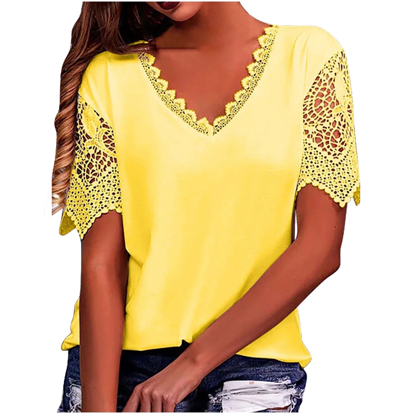 Gyn - Vintage Mode Spitze Trendy Damen T-Shirts