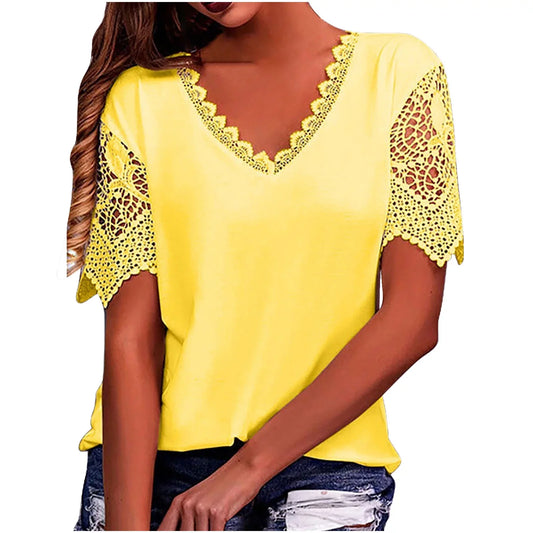 Gyn - Vintage Mode Spitze Trendy Damen T-Shirts