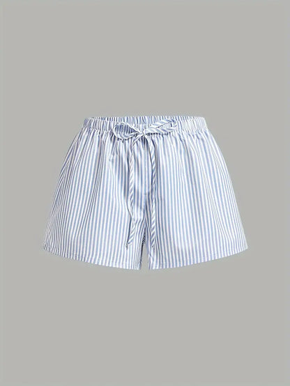 Dominika | Gestreifte Shorts mit niedrigem Bund und Kordelzug