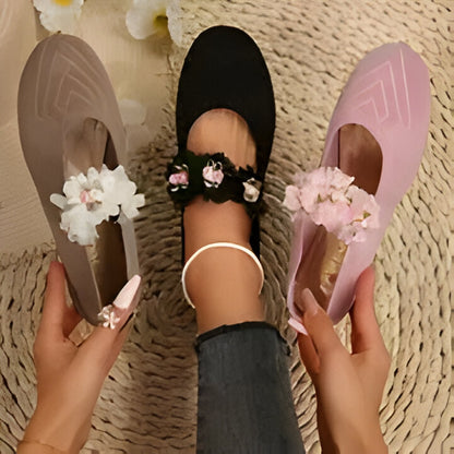 Maxinne | Floral Ankle Strap Flats für Frauen
