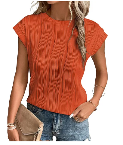 Leonora - Texturierte kurzärmelige Oberteile für Damen