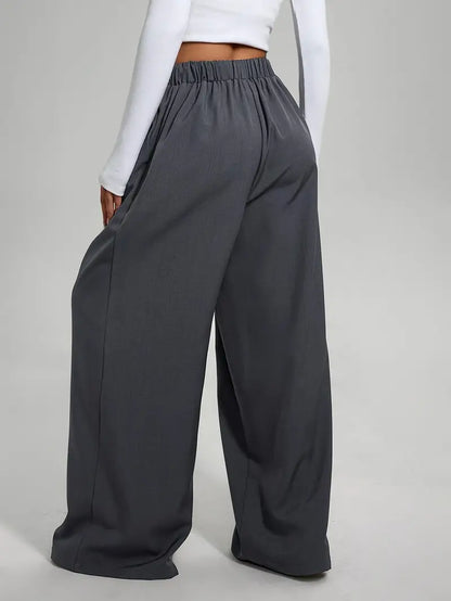 Irina | Mühelos stilvolle graue weit geschnittene Hose