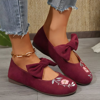 Felicidad | Modische flache Schuhe mit Blumenstickerei für Frauen