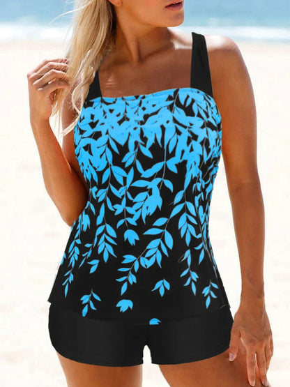 Anne | Hochtaillierter Tankini mit Blattdruck