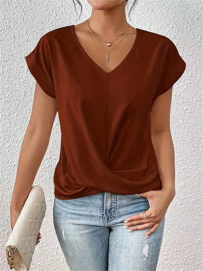 Jenna - V-Ausschnitt-Top mit Knoten-Detail - elegant und zeitlos