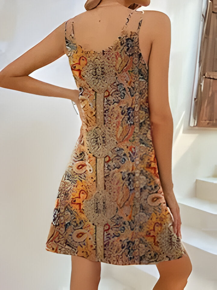 Lila | Sommerliches böhmisches V-Ausschnitt-Cami-Kleid