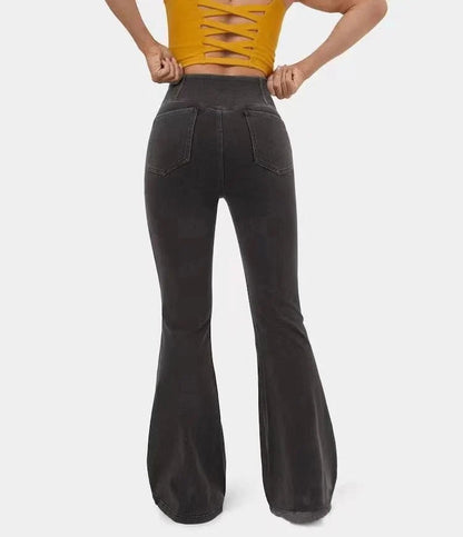 Pauline | Jeans aus Stretchmaterial mit hoher Taille und ausgestelltem Bein