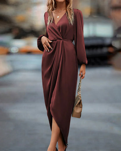Antonella | Elegantes Kleid mit Laternenärmeln und V-Ausschnitt