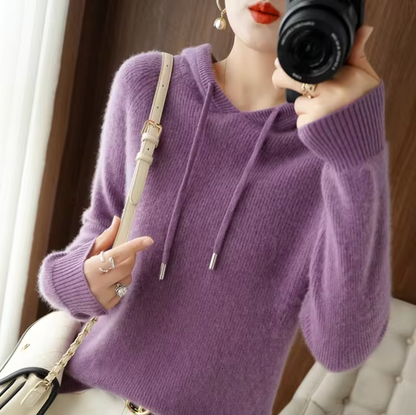 Cenna – Gestrickter Kapuzenpullover aus Kaschmirwolle
