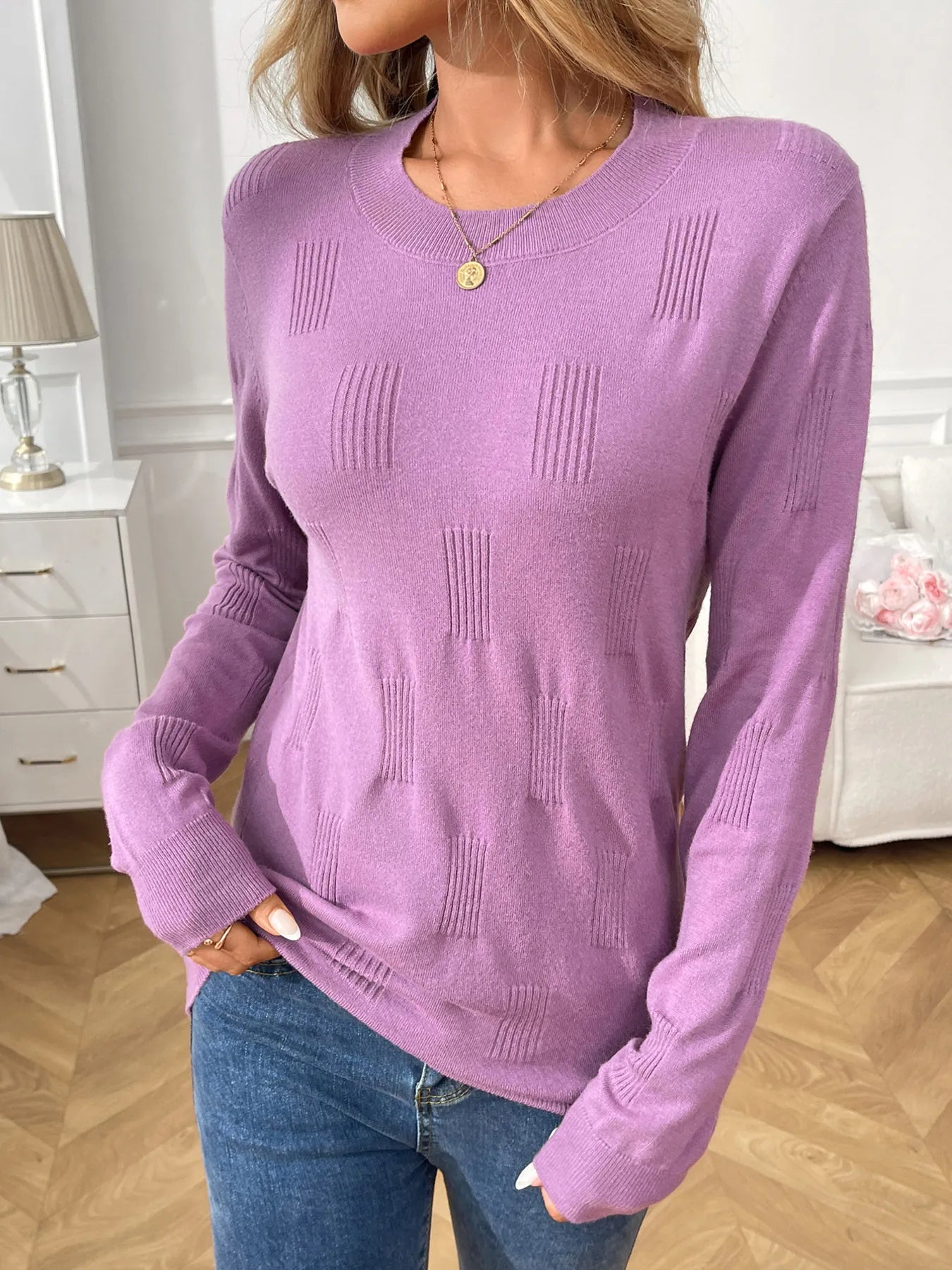 Josiane - Lässiger Strickpullover mit Rundhalsausschnitt und langen Ärmeln