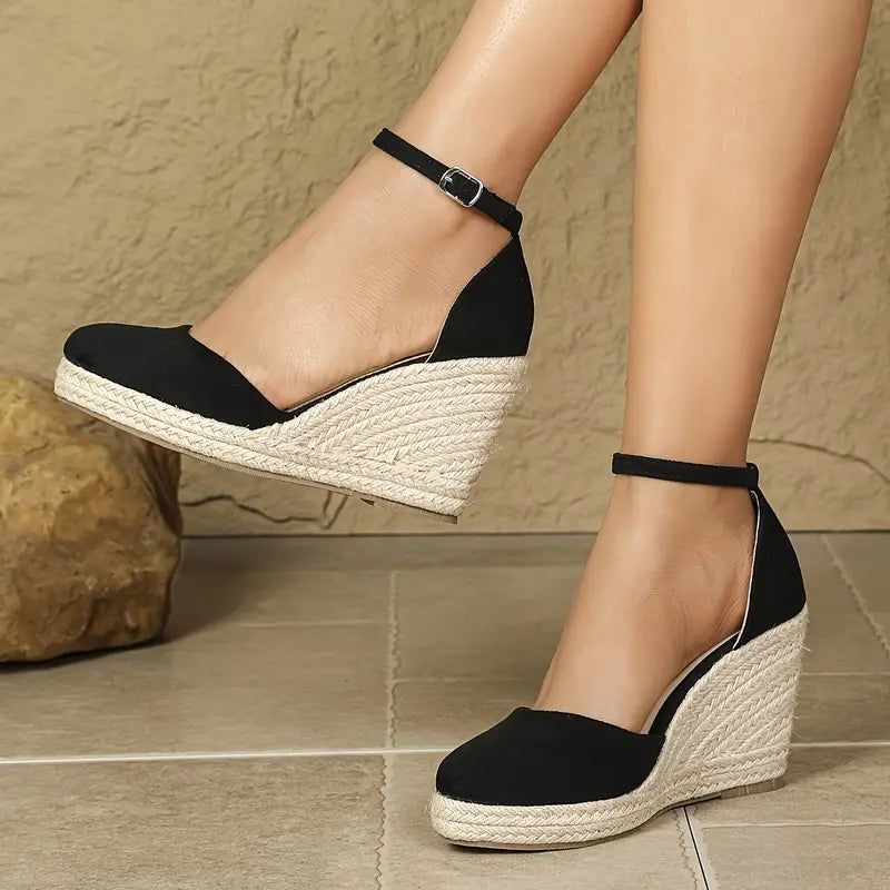 Carla - Elegante Damen-Keilsandalen mit Knöchelriemen
