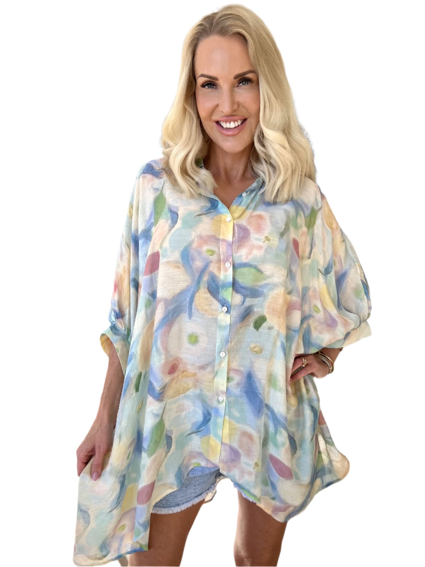 Jessa - Flatterhafte Tunika mit abstrakter floraler Eleganz