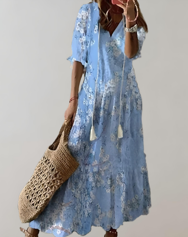 Sophia | Bohème Maxikleid mit Blumendruck