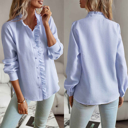 Ines |  Blaues Hemd mit Aufdruck