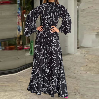Celia - Eleganter Jumpsuit mit abstraktem Muster und langen Ärmeln