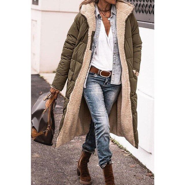 Chloe - Beidseitig tragbare lange Pufferjacke