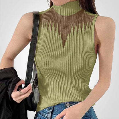 Rudolfa | Transparentes gestricktes Crop-Top mit Neckholder