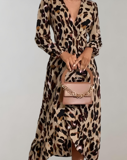Calandra | Langärmeliges Kleid mit Leopardenmuster
