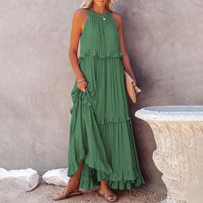 Alaina - Elegantes Maxikleid ohne Ärmel mit Volants