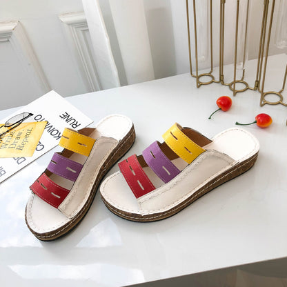 Krystal | Bequeme, stützende dreifarbige Sandalen für Frauen
