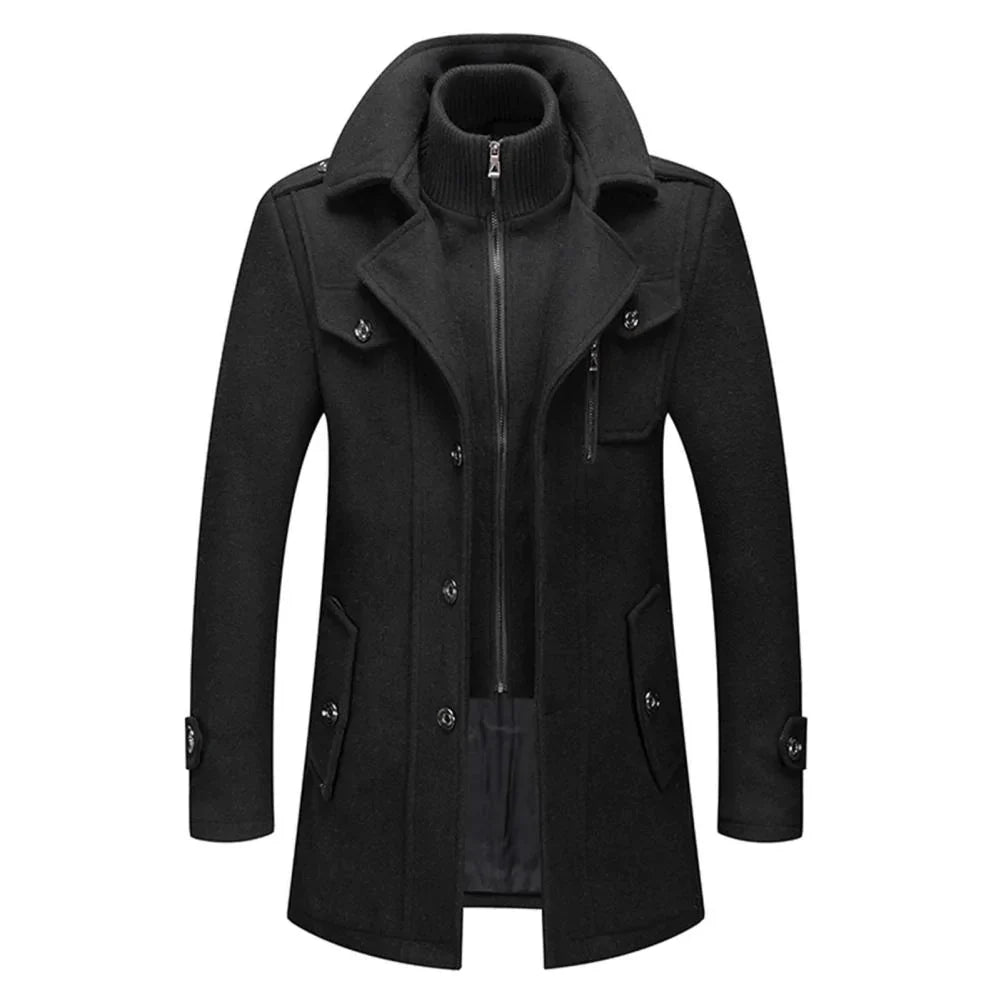 Modische Jacke mit doppeltem Kragen für Männer