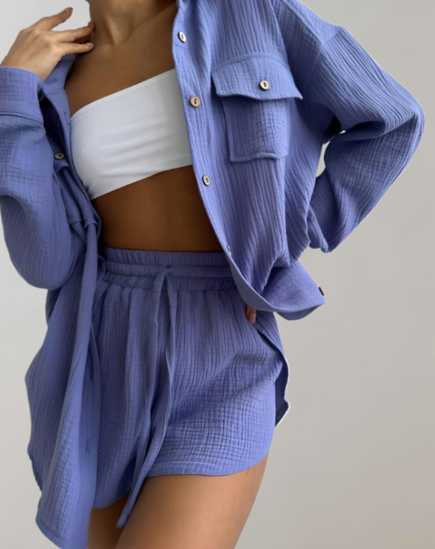 Ariadne | 2-teiliges Set aus Jacke mit Knopfverschluss