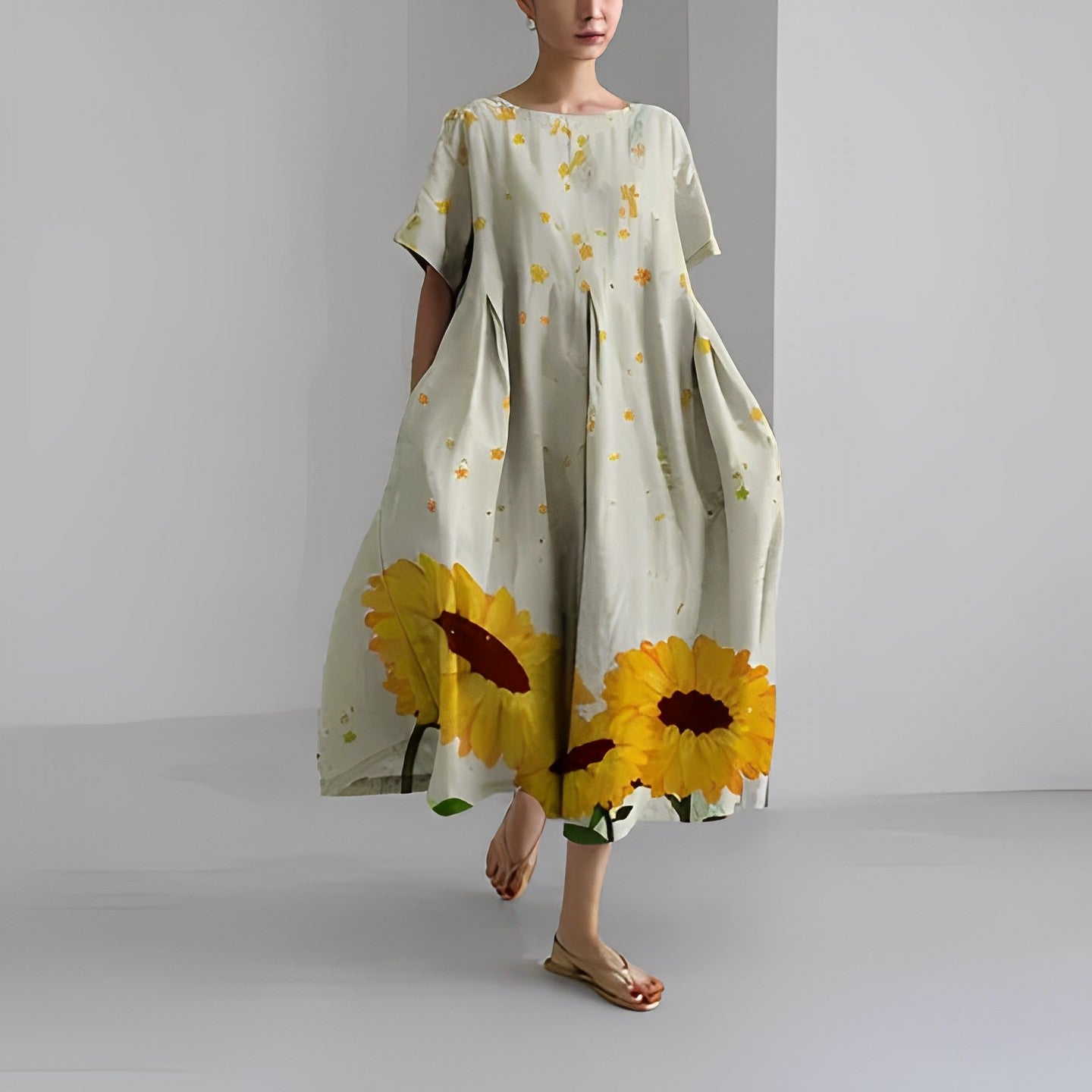 Caroline - Lässiges, lockeres, bedrucktes Kleid für Frauen