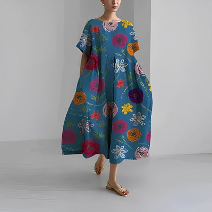 Caroline - Lässiges, lockeres, bedrucktes Kleid für Frauen