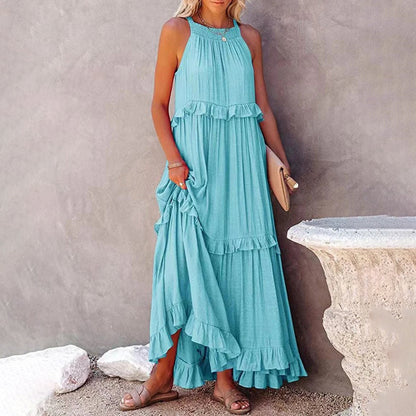 Alaina - Elegantes Maxikleid ohne Ärmel mit Volants