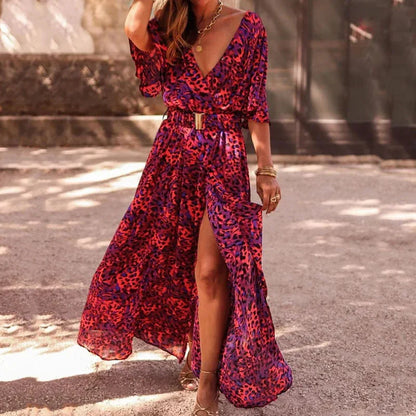 Vina - Stylisches bedrucktes Maxikleid mit Schlitz