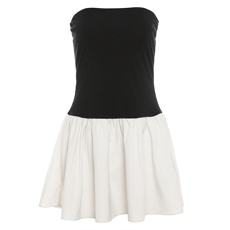 Carmel | Schwarzes Minikleid mit gerüschten Trägern