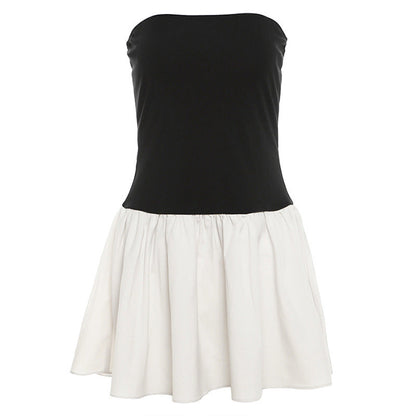 Carmel | Schwarzes Minikleid mit gerüschten Trägern