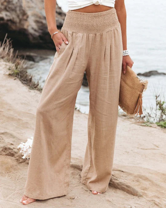 Veronica | Hose mit hoher Taille aus Baumwolle-Leinen