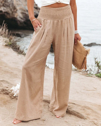 Veronica | Hose mit hoher Taille aus Baumwolle-Leinen