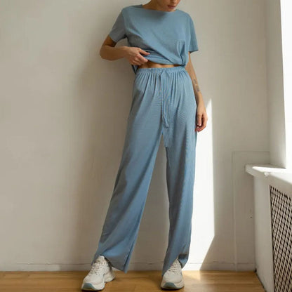 Beatriz - Lässiges Set mit Kurzarm-Top und weiten Hosen