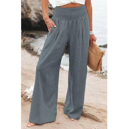 Veronica | Hose mit hoher Taille aus Baumwolle-Leinen