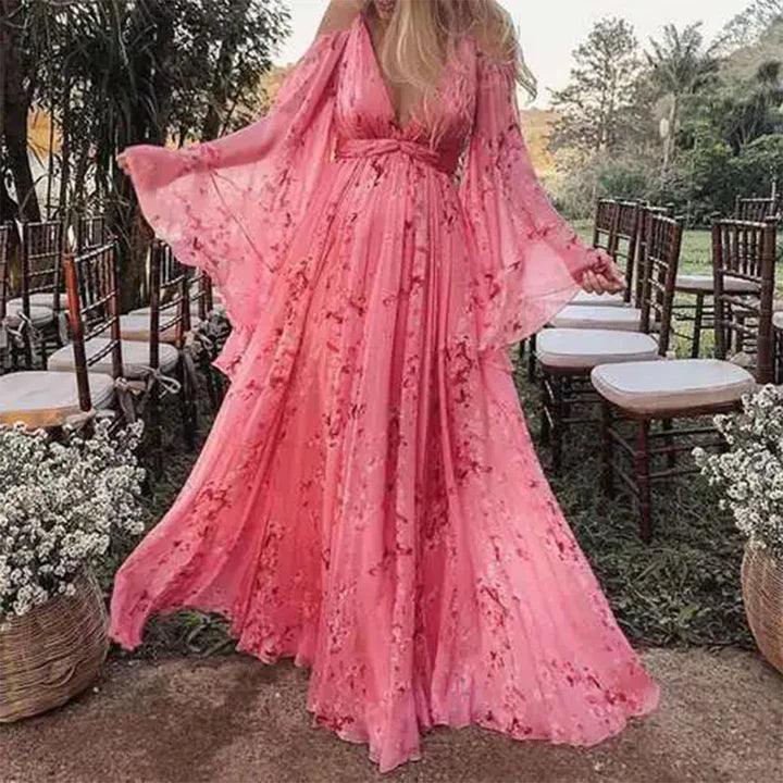 Anneliese | Chiffonkleid mit ausgestellten Ärmeln