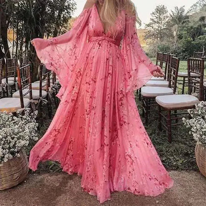 Anneliese | Chiffonkleid mit ausgestellten Ärmeln