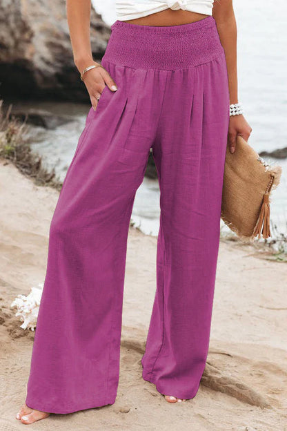 Veronica | Hose mit hoher Taille aus Baumwolle-Leinen