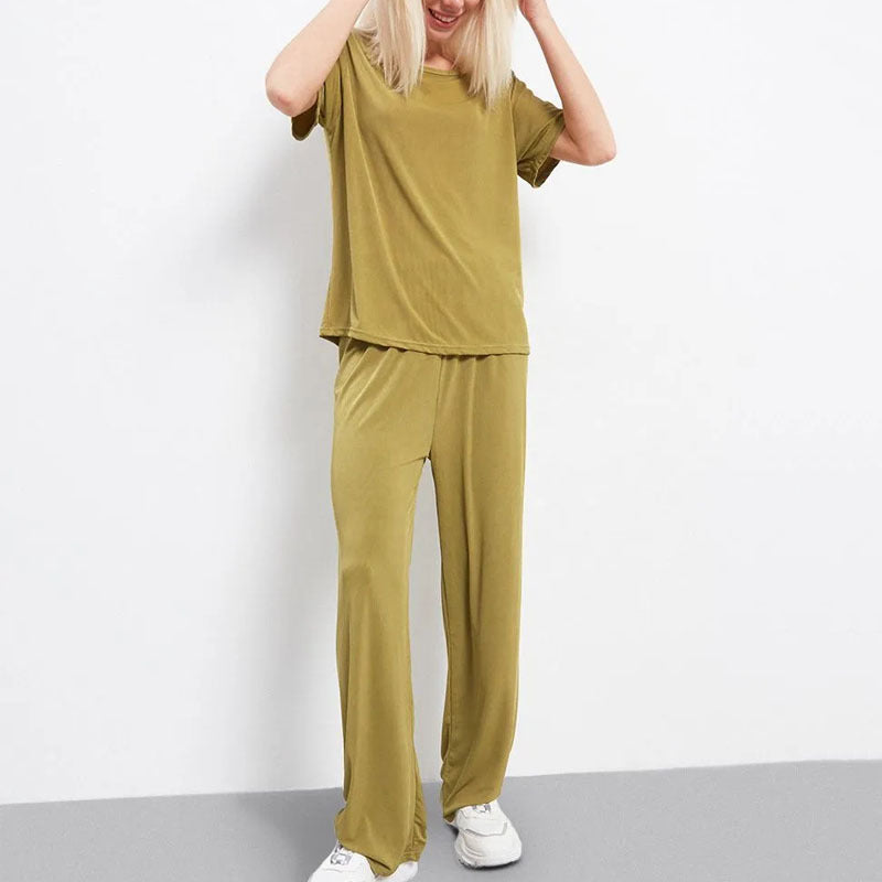 Beatriz - Lässiges Set mit Kurzarm-Top und weiten Hosen