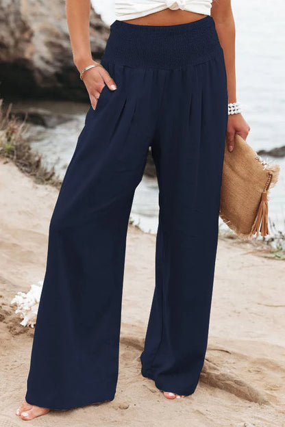 Veronica | Hose mit hoher Taille aus Baumwolle-Leinen