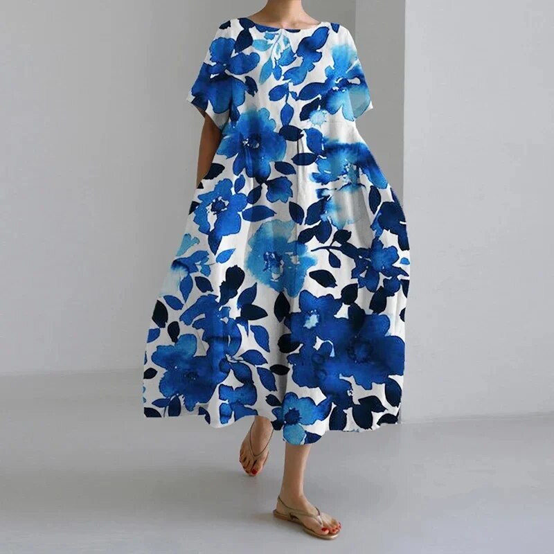Caroline - Lässiges, lockeres, bedrucktes Kleid für Frauen