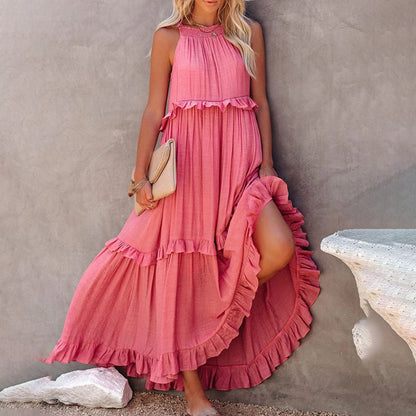Alaina - Elegantes Maxikleid ohne Ärmel mit Volants