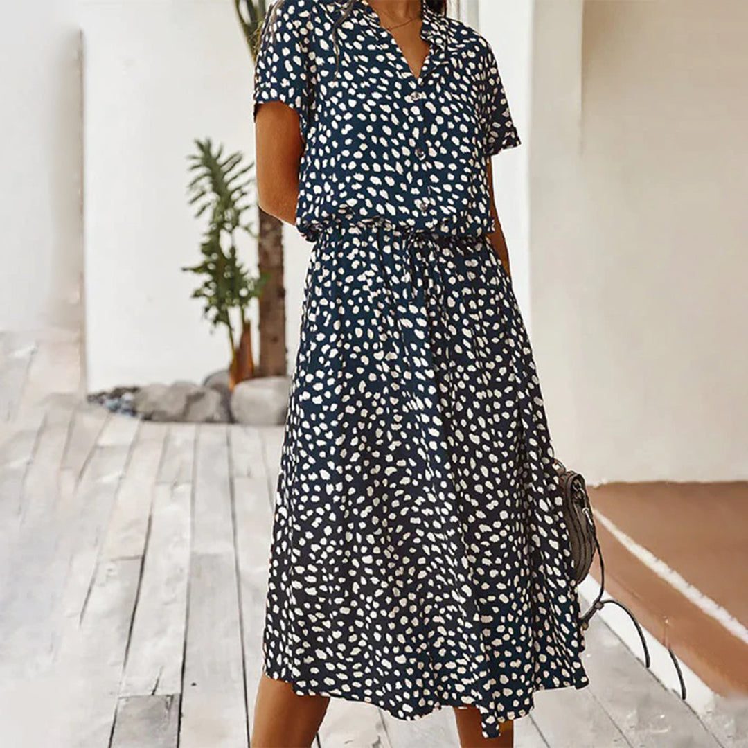Graziella | Stilvolles und bequemes bedrucktes Kleid mit V-Ausschnitt für Frauen