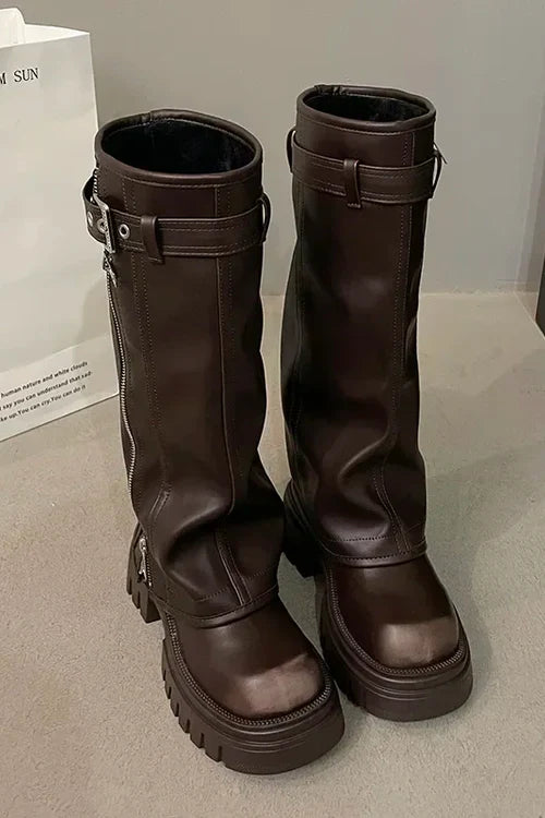 Lucca | Kniehohe Plateaustiefel