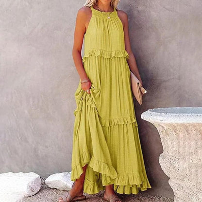 Martha | Damen Maxikleid mit Rüschendetails