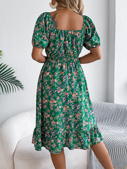 Ella | Feminines Blumenkleid mit Puffärmeln