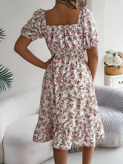 Ella | Feminines Blumenkleid mit Puffärmeln