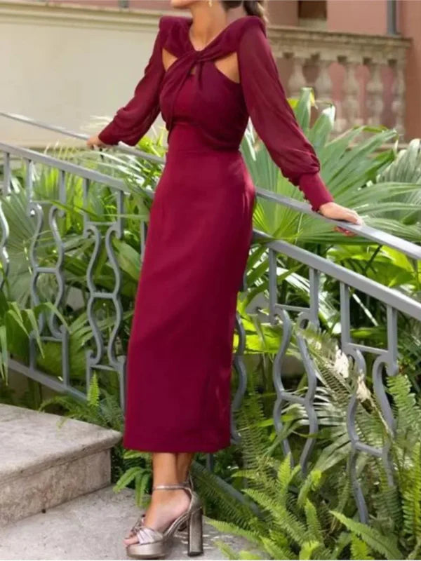 Rhea | Elegantes Midikleid mit durchbrochenem Detail