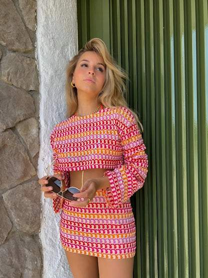 Cattleya |  Elegantes zweiteiliges Sommer-Set für Frauen mit ausgestelltem Rock